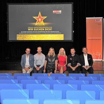 v.l.n.r. Peter Wachter (Bezirksstellenleiter WK Kufstein), Samuel Geisler (Bezirksvorsitzender JW Kufstein), Sabine Wiesflecker (JW Tirol), Barbara Schwaighofer (Landtagsabgeordnete), Clemens Plank (Landesvorsitzender JW Tirol), Gerald Kern