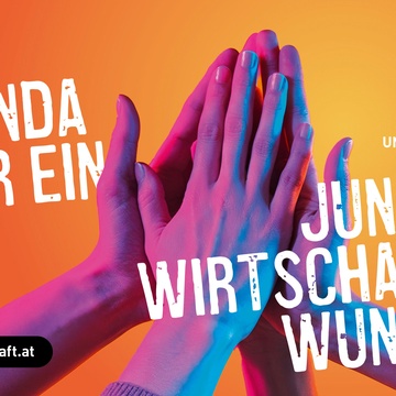 Drei Hände geben sich ein High Five - dahinter der Text: Agenda für ein junges Wirtschaftswunder