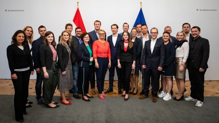 Gruppenbild JW mit Bundeskanzler Sebastian Kurz