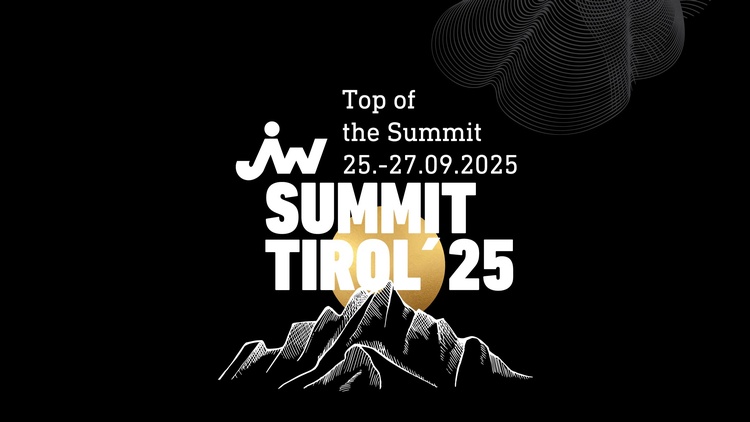 Sujet mit Schriftzug: JW Summit Tirol '25 - Top of the Summit 25.-27.09.2025